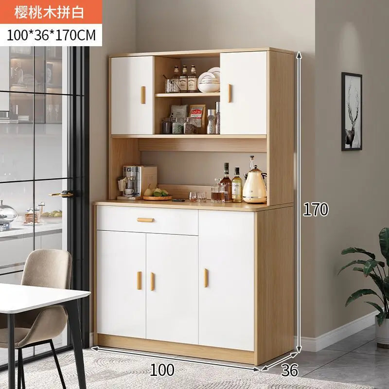 Multi-Tier Wall Mounted Integrated Kitchen Cabinet with Tea Storage