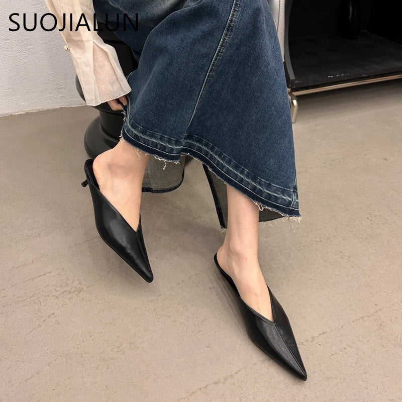 SUOJAILUN 2024 New Fashion Pointed Toe Women's Sandals