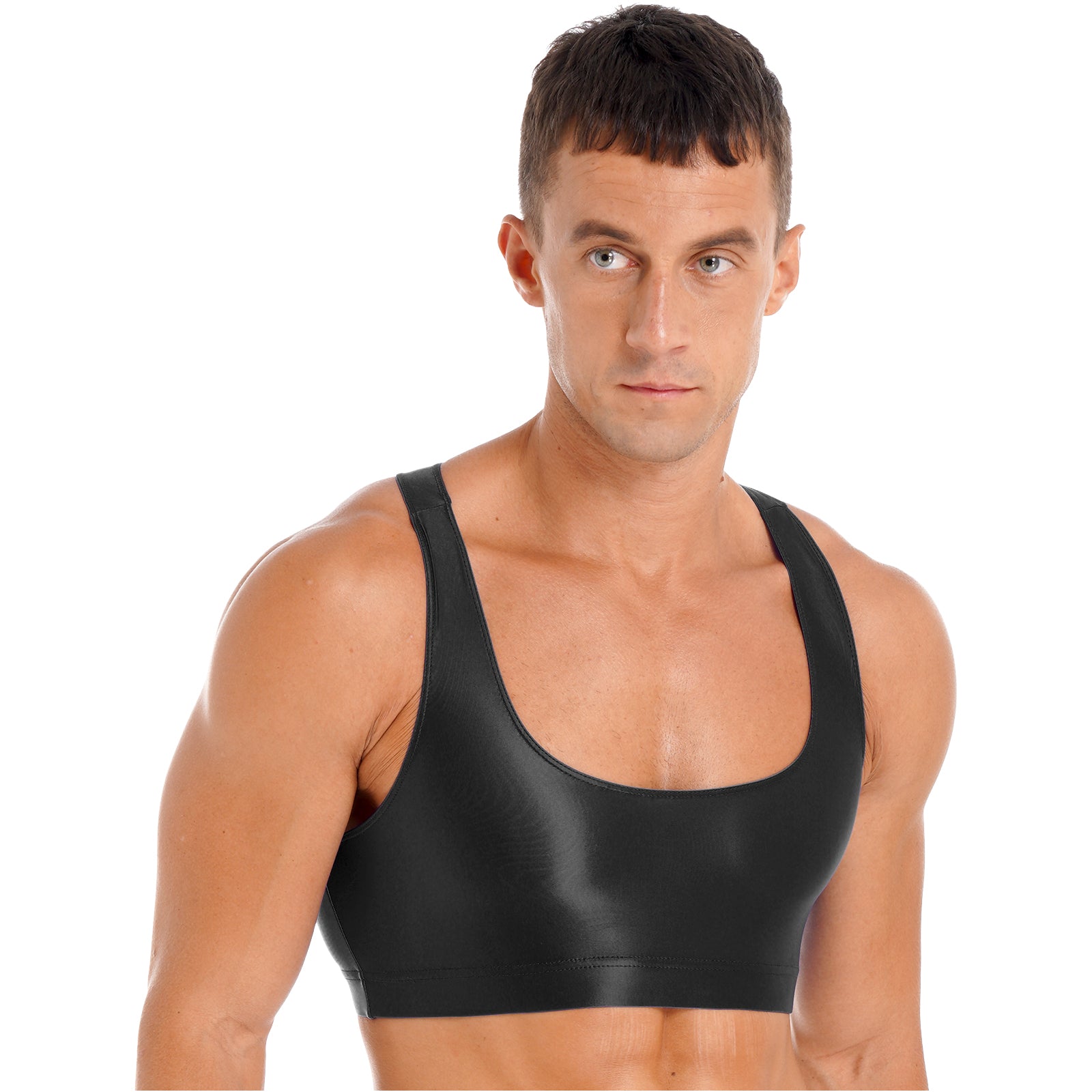 Áo Croptop Nam Thể Thao Bóng Đẹp U Neck Tập Gym Yoga