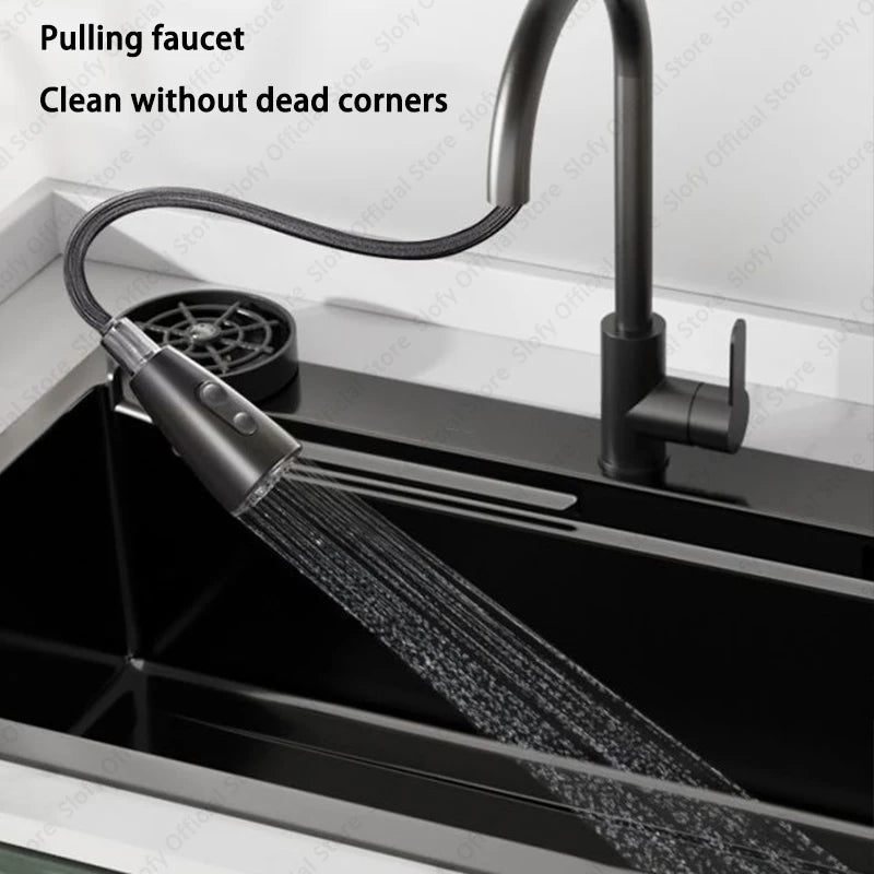 Multifunctional Kitchen Sink Large Capacity Single Bowl Stainless Steel Sink Vegetable Workstation With Faucet Drain Accessories - Daisan Mart
