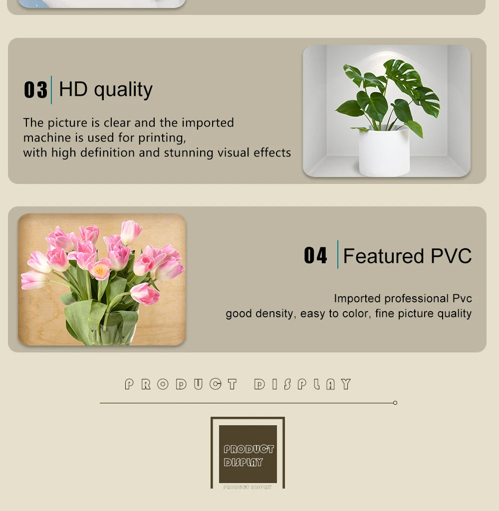 4pcs/set Simulated Plant Potted Plants Cabinet Decoration Wall Stickers Peel &amp; Stick Waterproof PVC Frameless Wall Art Mural