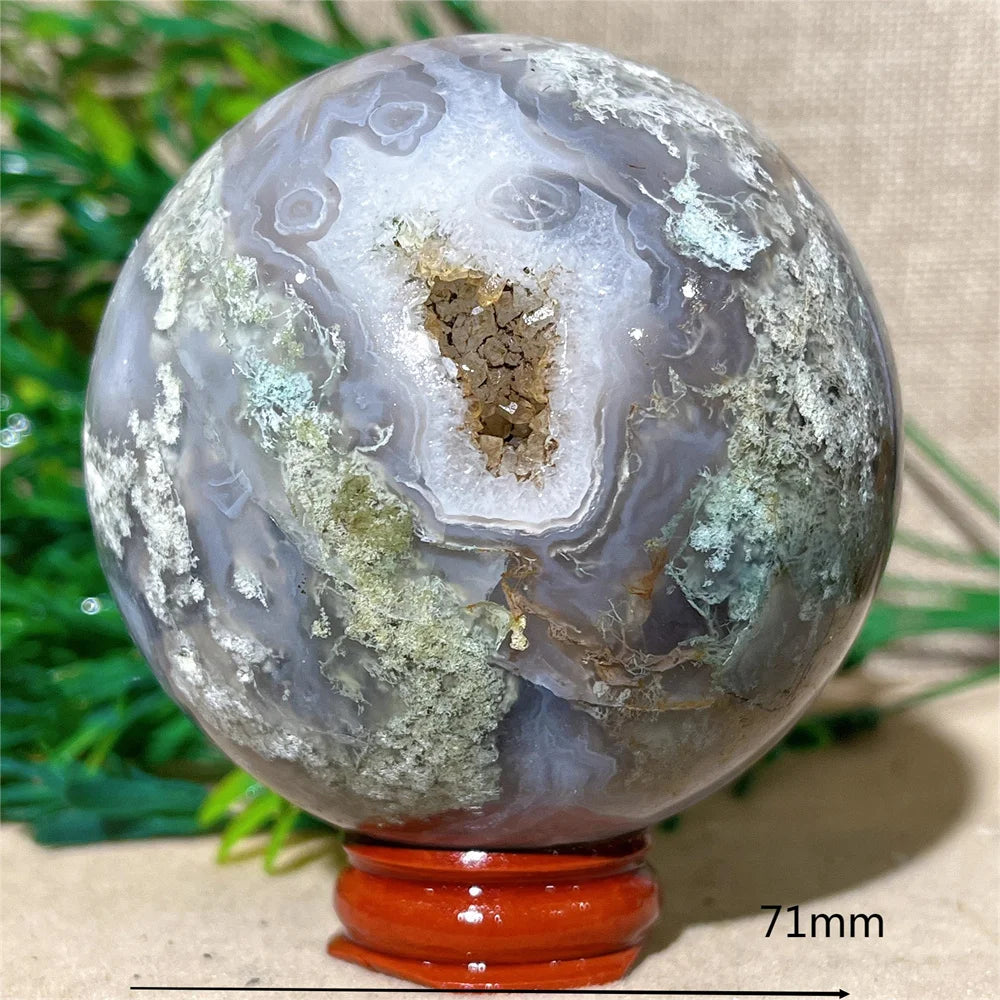 Moss Agate Ball - Spiritual Power &amp; Decoration