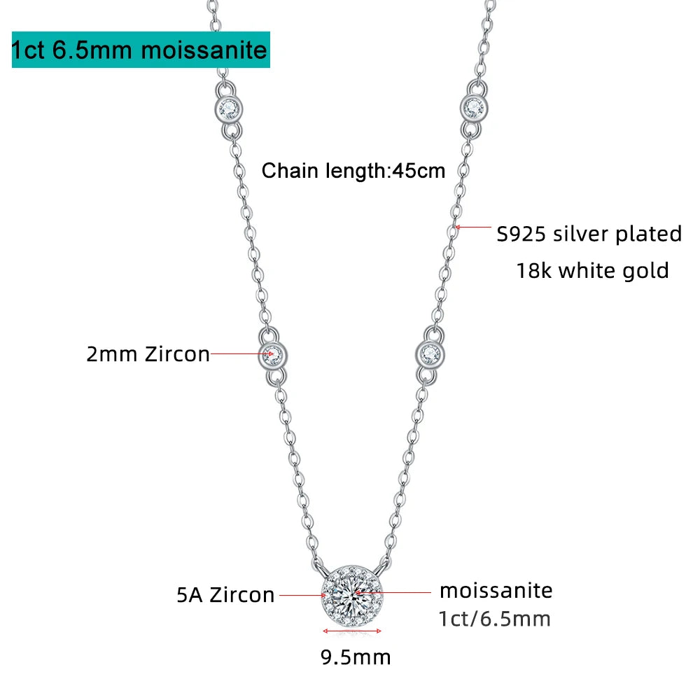 Vòng Cổ Nữ Moissanite 925 Bạc Ý - FEOBUR Sang Trọng