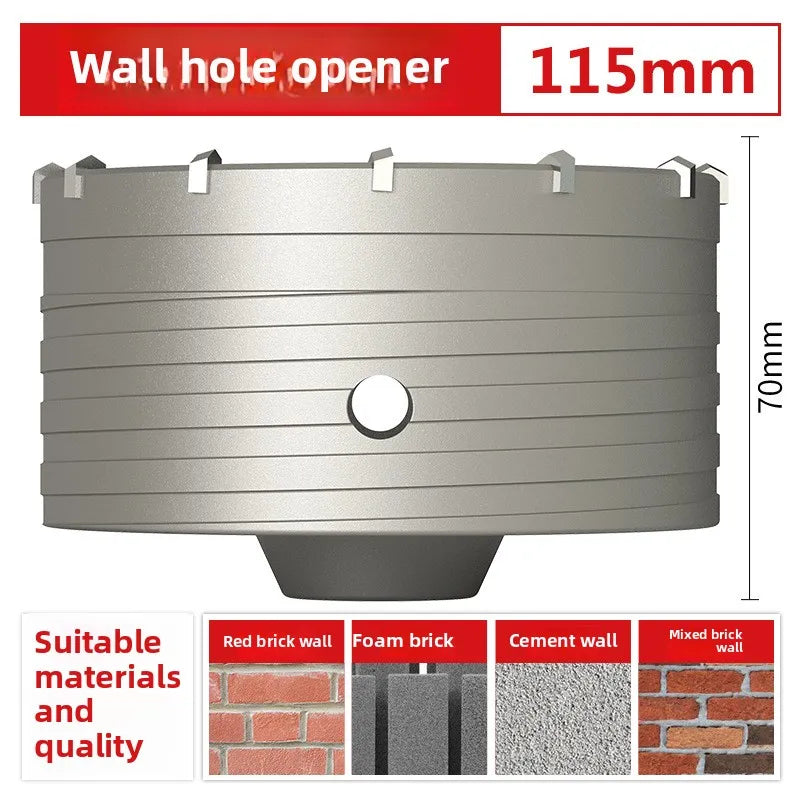 Wall hole opener drill bit impact drill set for drilling brick walls, air conditioning, concrete, and expanding water pipes.