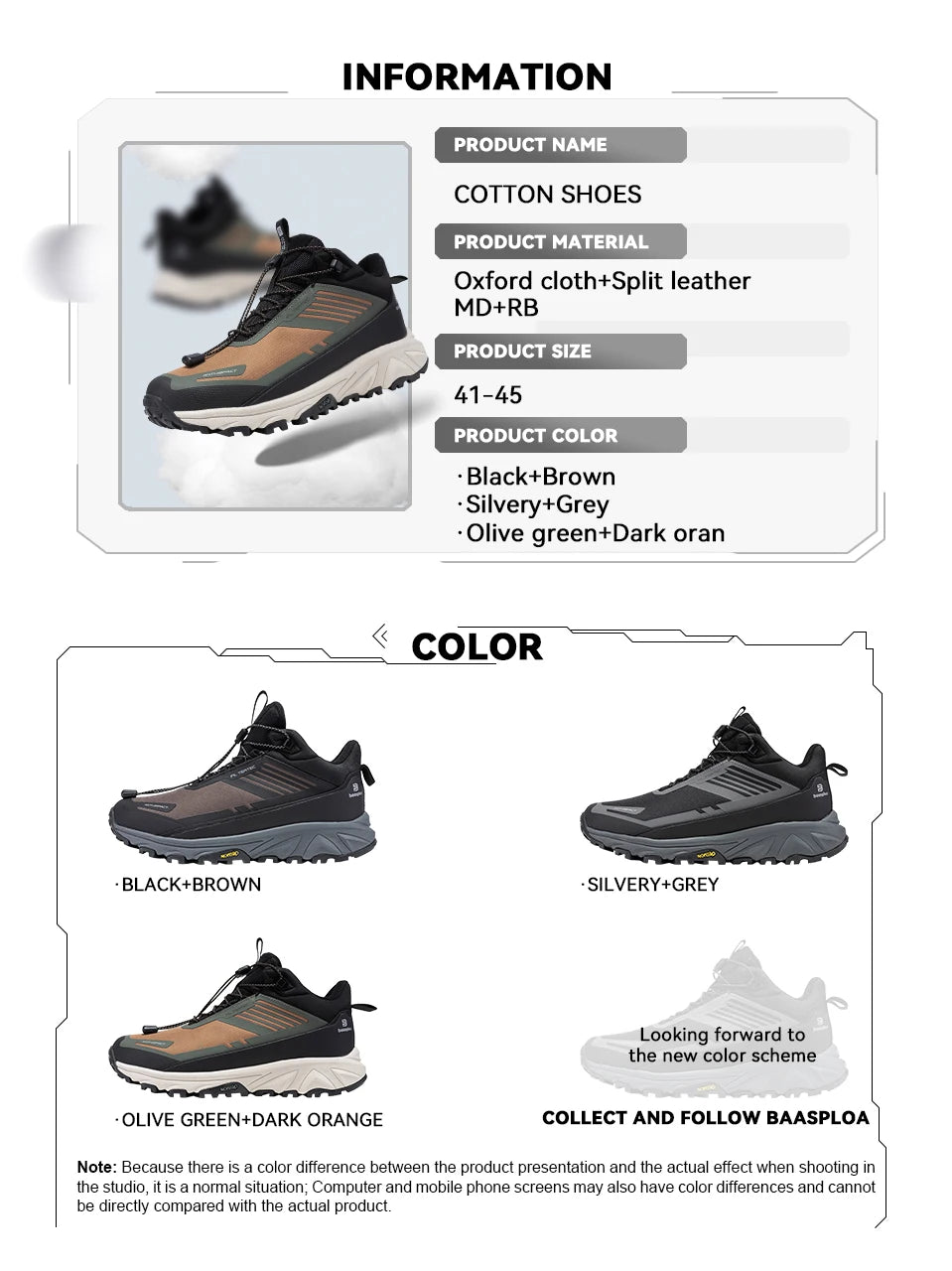 Giày Leo Núi Nam Chống Nước Ấm Áp Mùa Đông Baasploa