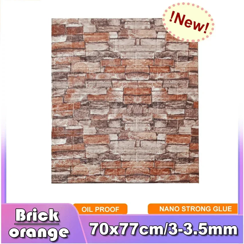 3D Brick Wall Sticker Strong three-dimensional 77*70cm Monochrome and Retro adesivos de parede paper Bring the fun of home life - Daisan Mart