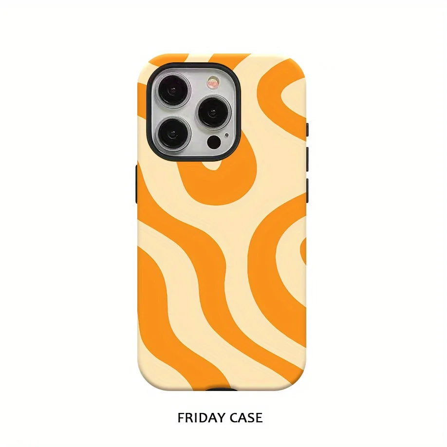 Phone Case for iPhone 16 15 14 13 12 11 X XS XR XSMAX 7 8 Pro Max Plus Luxury Yellow Lines Simple Fashi Double-layer Back Cover - Daisan Mart