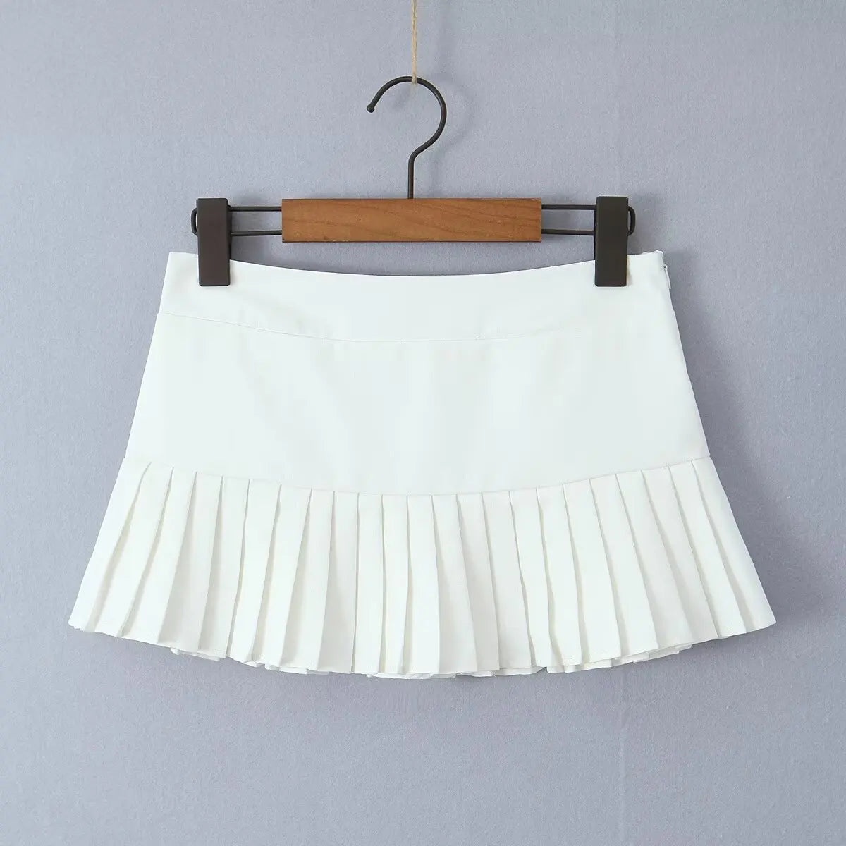 YENKYE Y2K Cool Girl Sexy Low Waist Pleated Mini Skirt Women Side Zipper Black White Gray Summer Skirts - Daisan Mart