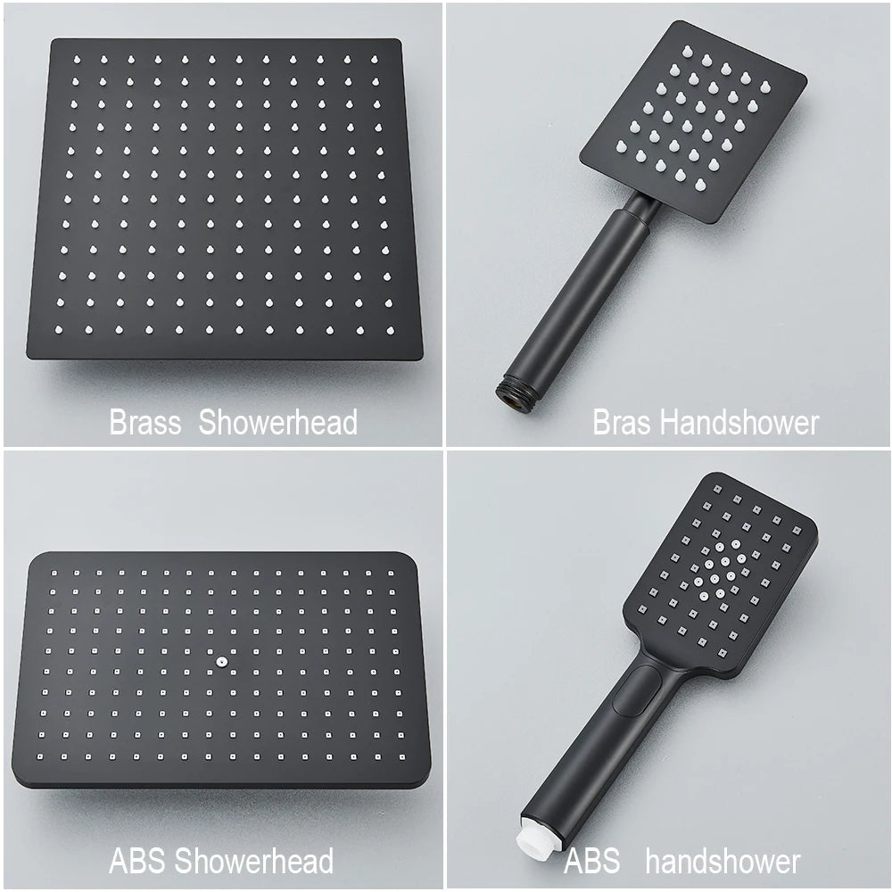 Chrome Brass Shower Faucet Set Rainfall Bathtub Tap With Bathroom Shelf 4 Function Height Adjust Shower Mixer Crane Fast Delivey