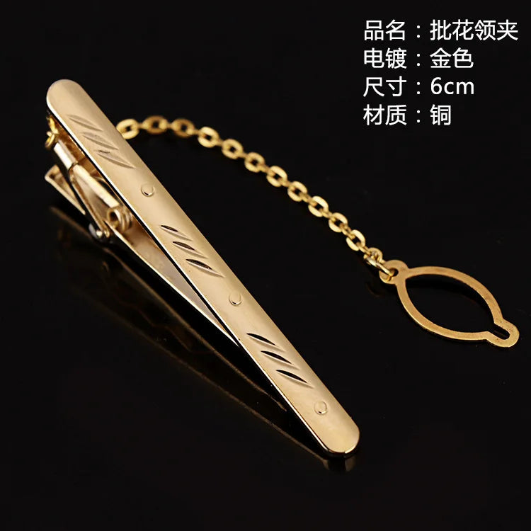 復古鍍金男士領帶夾，優雅派對之選