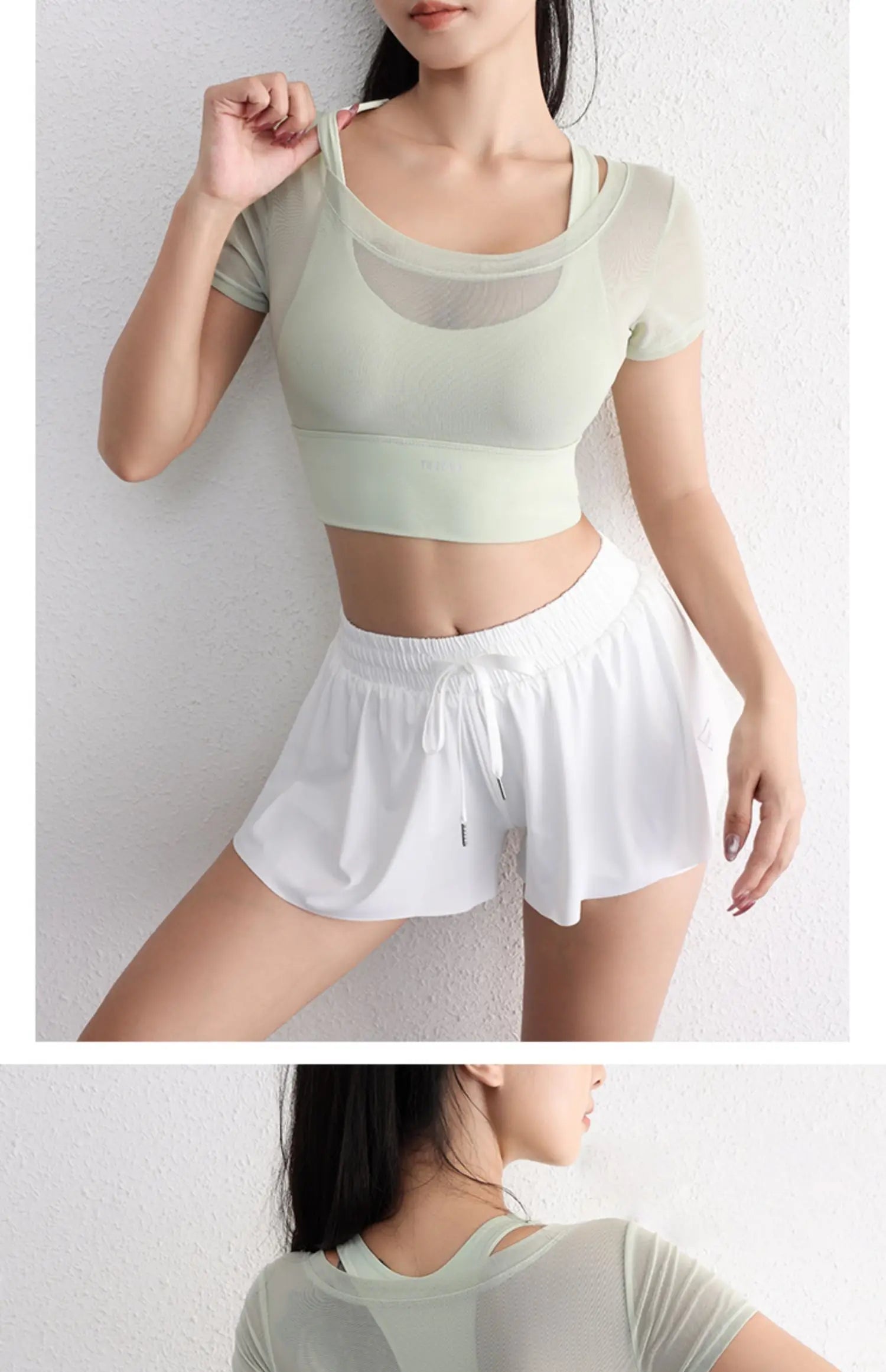 Áo Croptop Lưới Thoáng Tập Gym Nữ Năng Động Hè