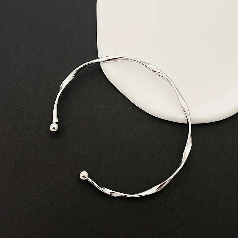 Simple and Stylish Silver Twist Bracelet for Women