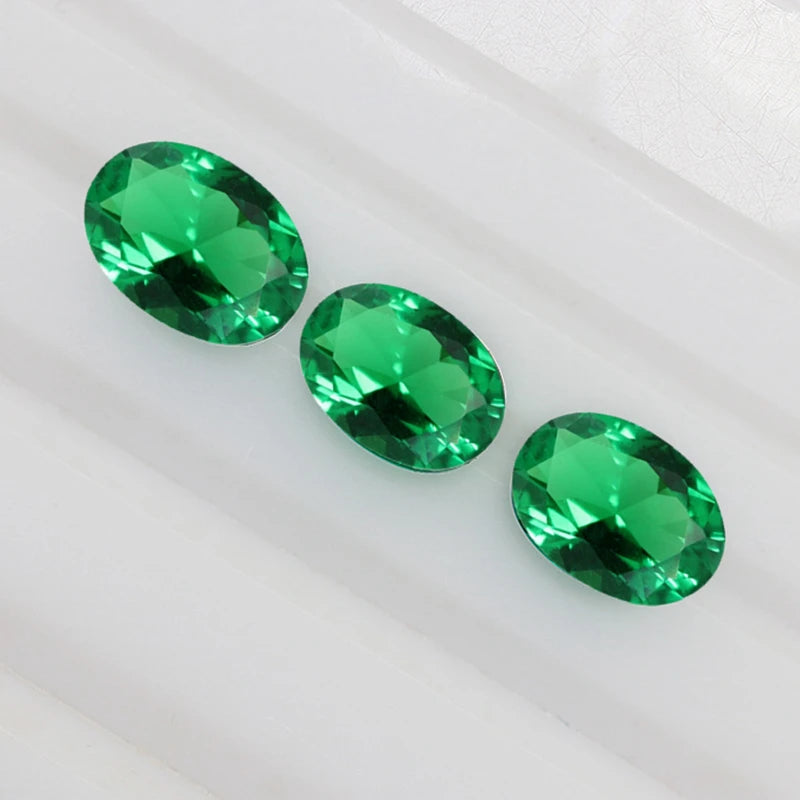 Oval 13x18mm Sparkling Synthetic Emerald