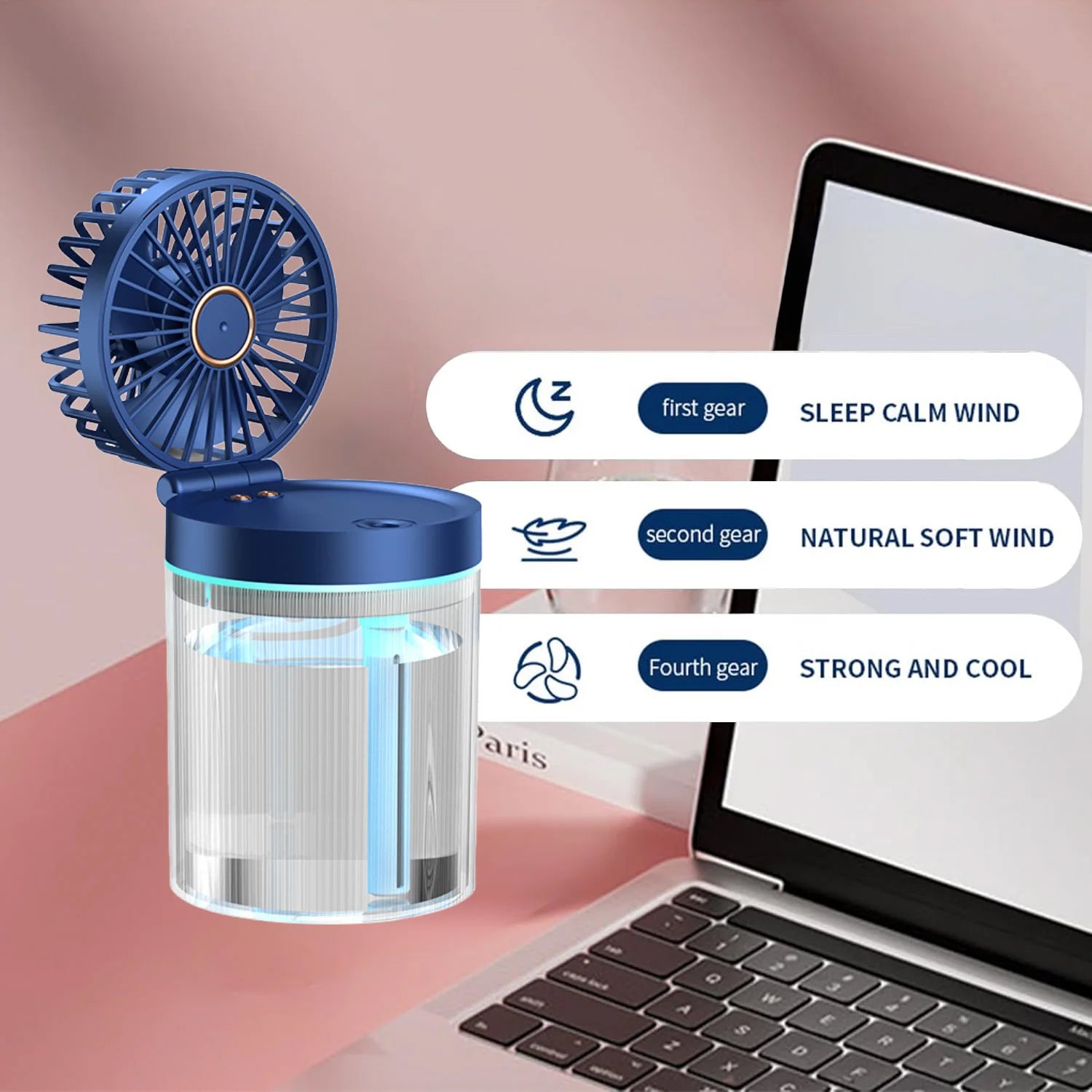 Spray cooling fan mini electric fan Summer Humidification spray fan portable mobile mini humidification fan