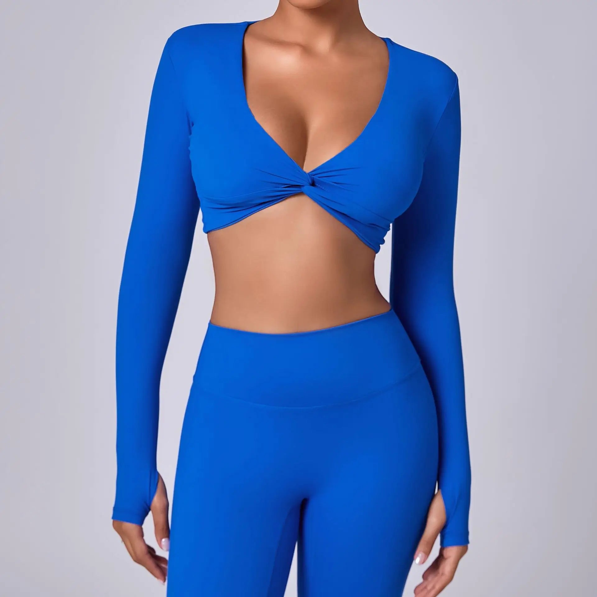 Crop Top Tập Nữ Dài Tay Lỗ Ngón Thể Thao Năng Động - Daisan Mart