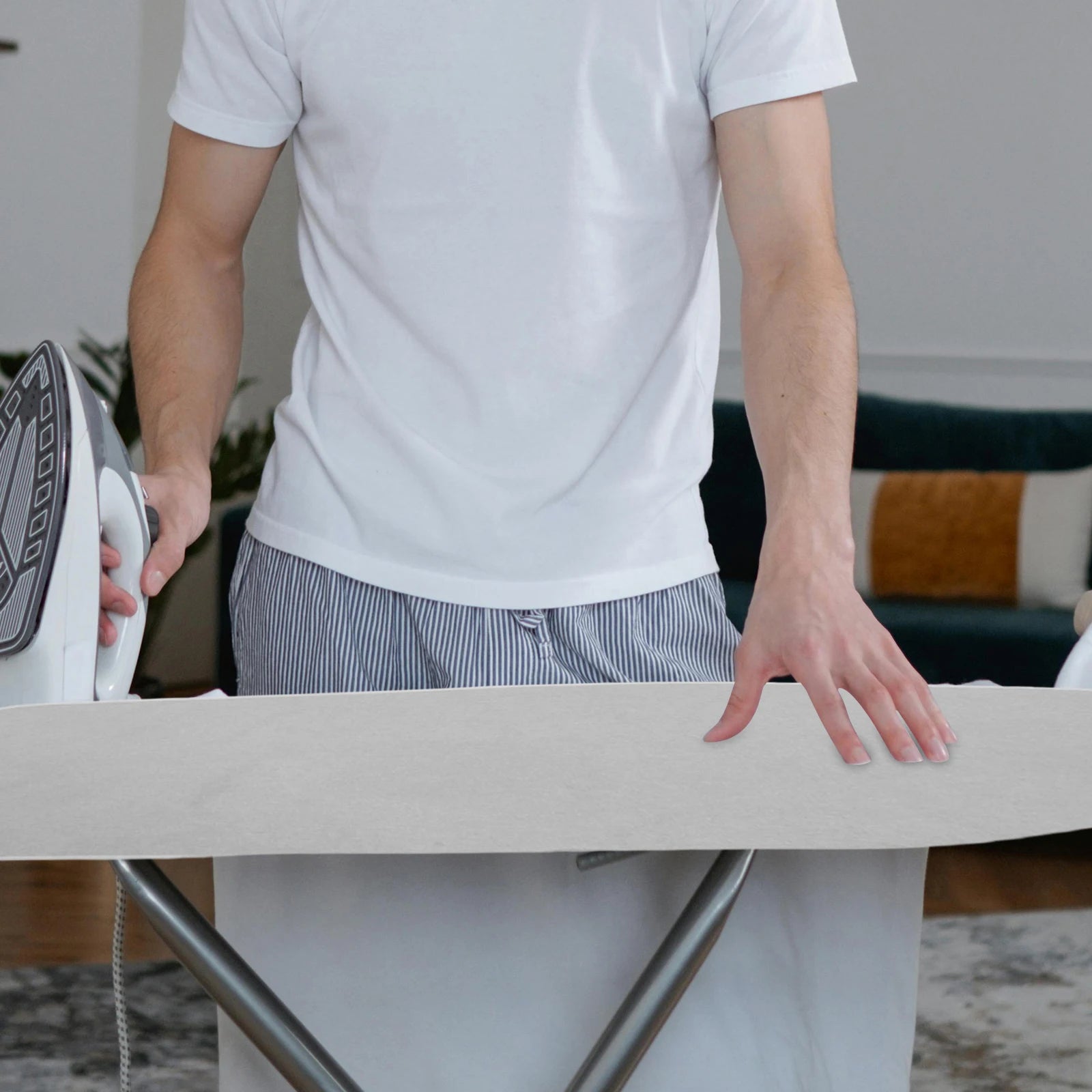 Ironing Board Cover 120 X 41Cm Silver Universal Fit For Home Professional Use Thick Cotton Padded Heat Resistant Tabletop