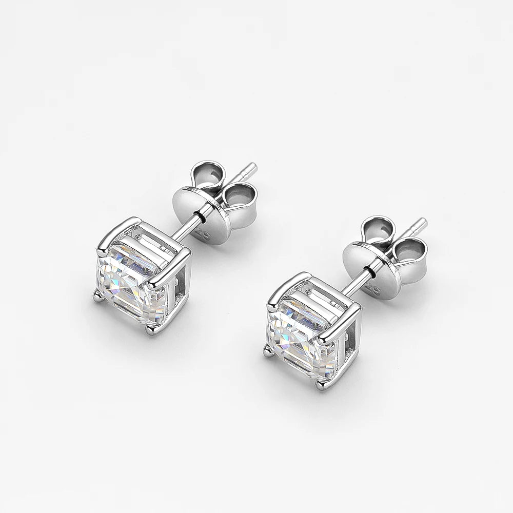 925 Silver Princess Moissanite Sparkling Earrings