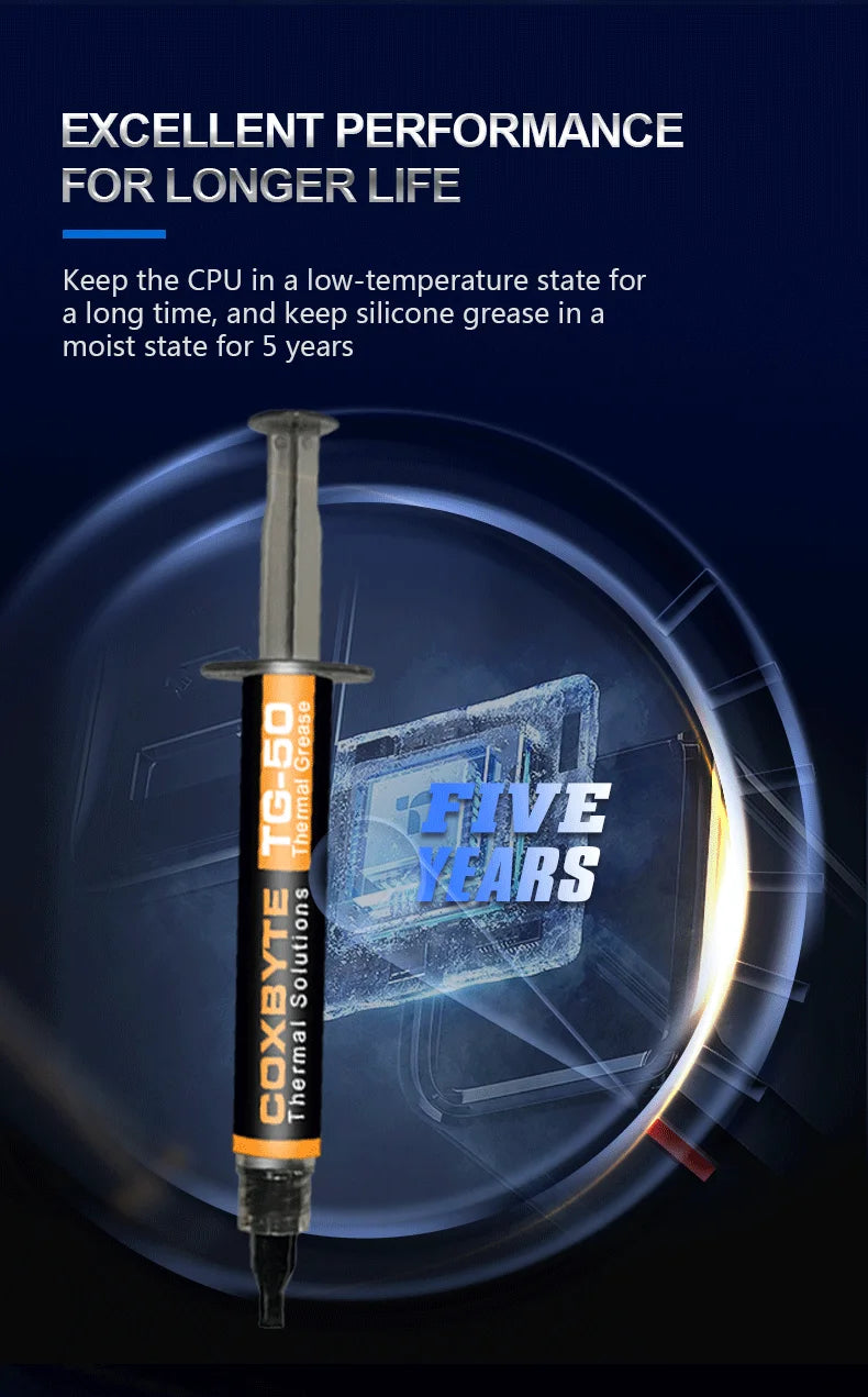 Coxbyte Thermal Paste 18.2W/mk for CPU Cooler AMD Intel Processor Computer Cooling Fan VGA GPU Compound Heatsink Plaster