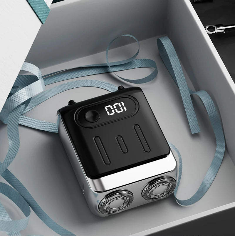 Mini Electric Smart Shaver Dual Blade Household Car Shaver Digital Display Rechargeable Shaver Powerful Beard Trimmer Tool