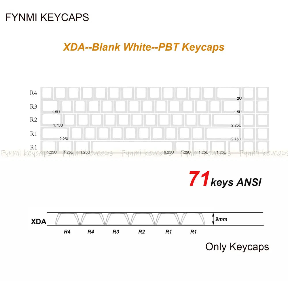 Fynmi XDA PBT White Keycaps for Mechanical Keyboard