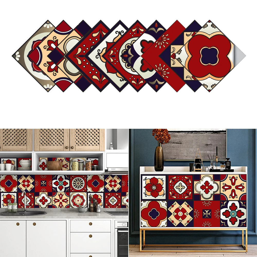 10 Pieces PVC Blue Gray Brick Wall Stickers