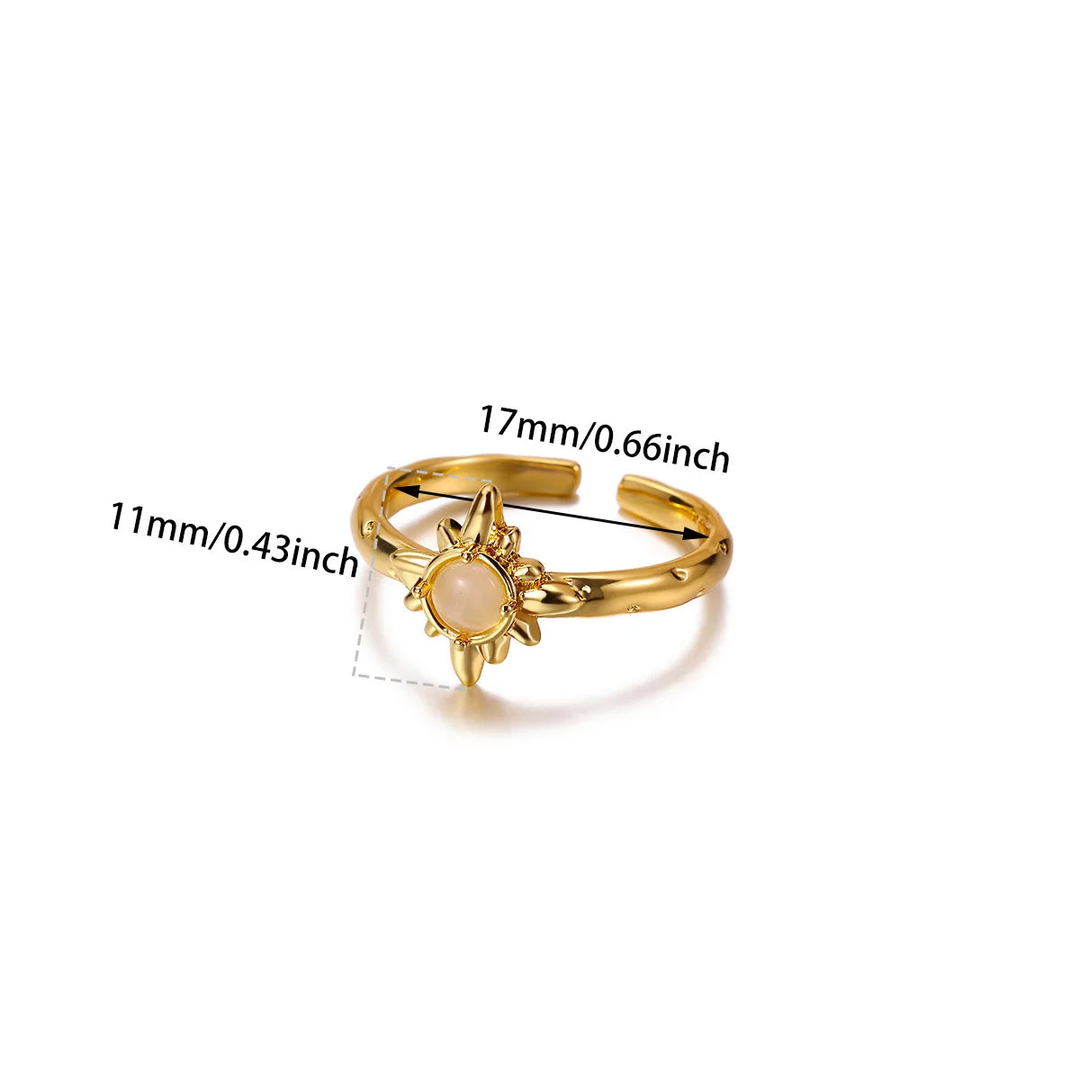 Chic Sun Jade Stone Women's Gold Ring Fashion Waterproof