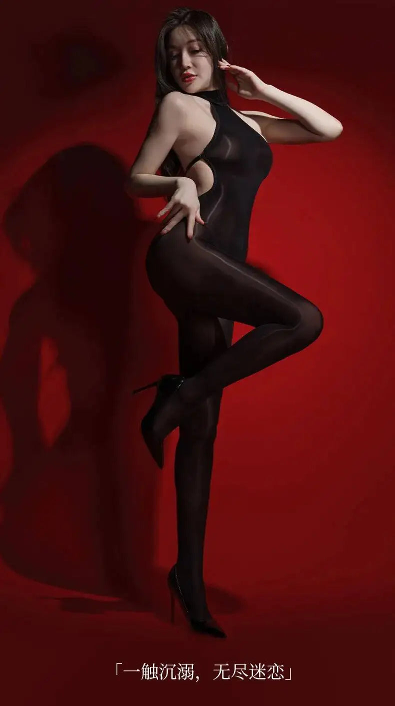 Sexy Backless Glossy Bodysuit 6D Horse Oil ZNZ1