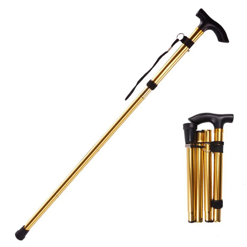 Multi-function 4-section Aluminum Alloy Folding Trekking Stick