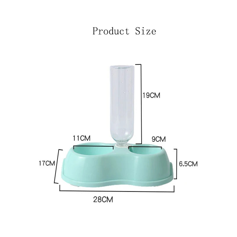 Pet Cat Bowl Automatic Feeder Water Dispenser Dog Cat Food Bowl with Drinking Raised Stand Double Dish Bowls for Cats Dogs Pet - Daisan Mart