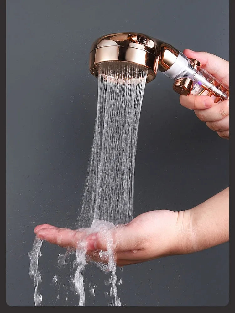 Handheld Turbocharged Pressure Shower Head 3 Modes Propeller Turbo Showerhead for Detachable Rainfall Spray and One-Touch Switch