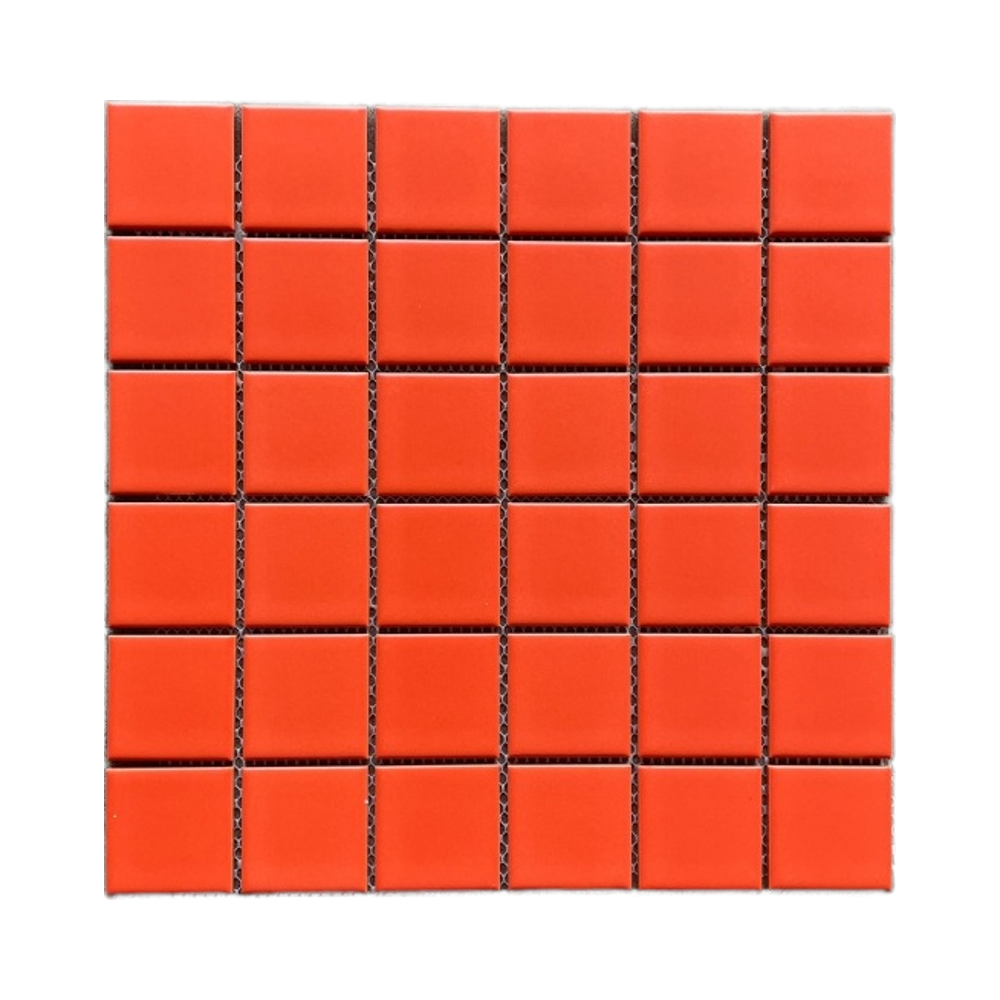 Modern orange ceramic mosaic tiles 48x48mm, antibacterial, fireproof 