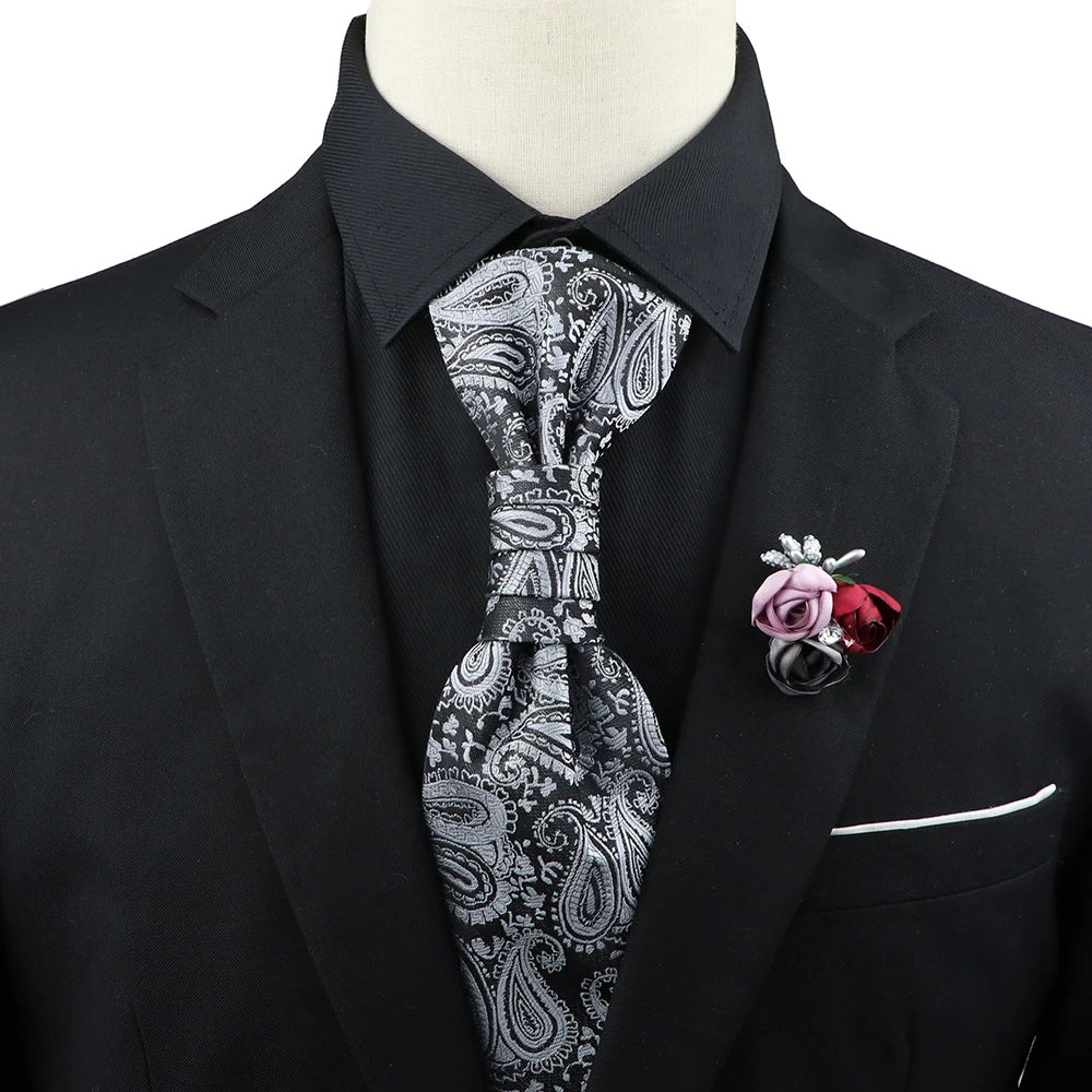 Premium luxury Paisley men's tie &amp; brooch