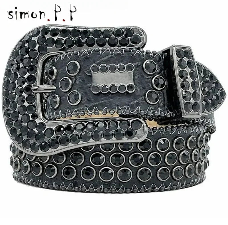 BB Simon belt with luxurious rhinestones for men and women