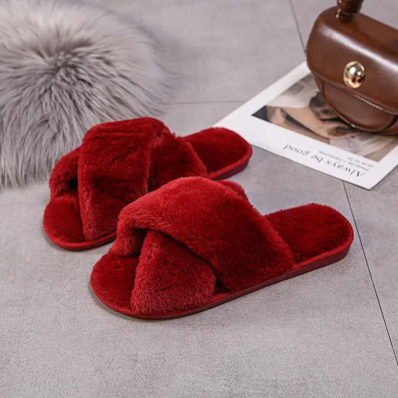 Warm Furry Slippers - Women &amp; Men, Indoor Wear 20024