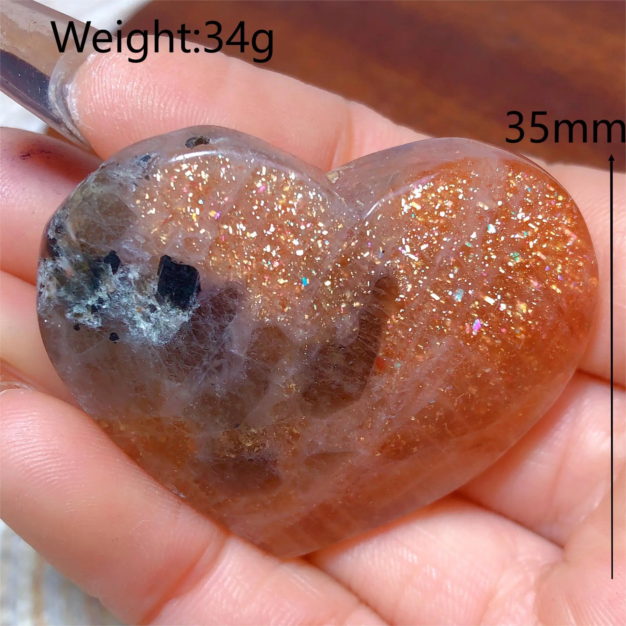 Natural Sunstone Heart Shaped Healing Decoration