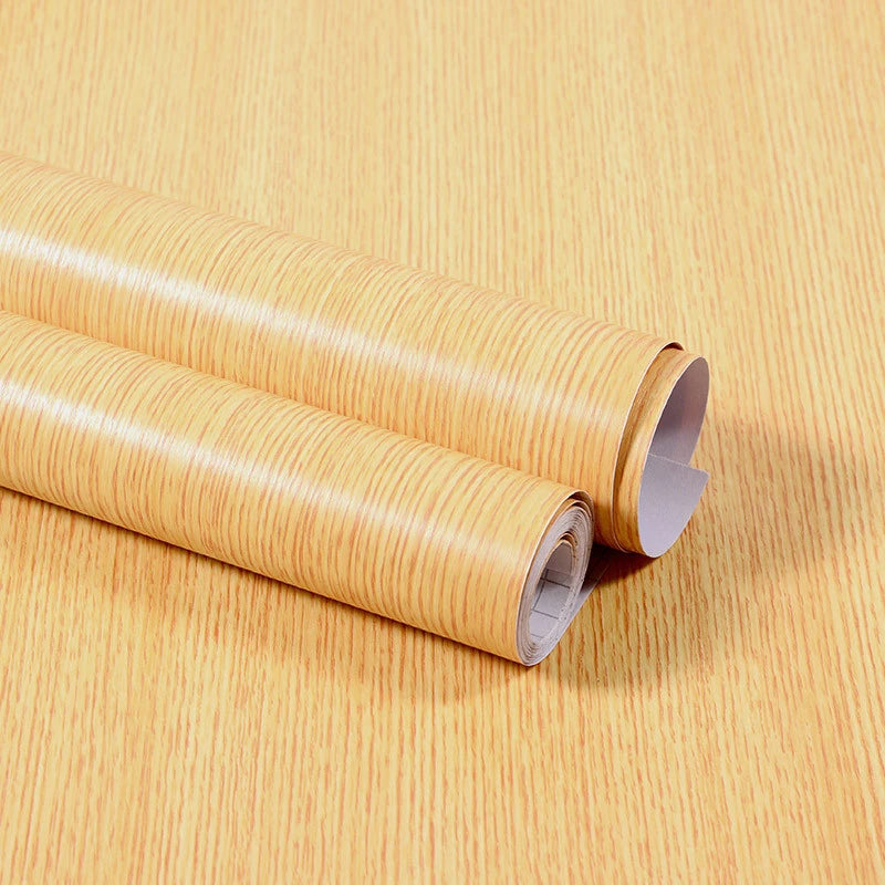 Wood Grain Home Decor Furniture Waterproof Vinyl Wall Sticker Self Adhesive PVC Wallpaper Kitchen Cabinet Door Sticker