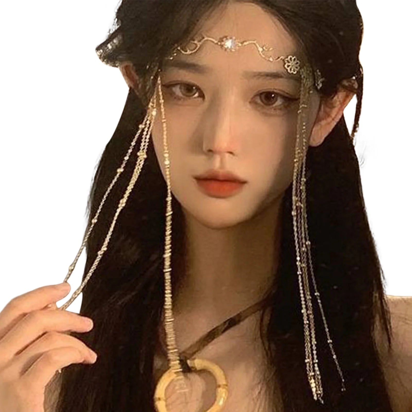 Trâm Cài Tóc Nữ Đá Đỏ Sang Trọng Hoa Rủ Quyến Rũ