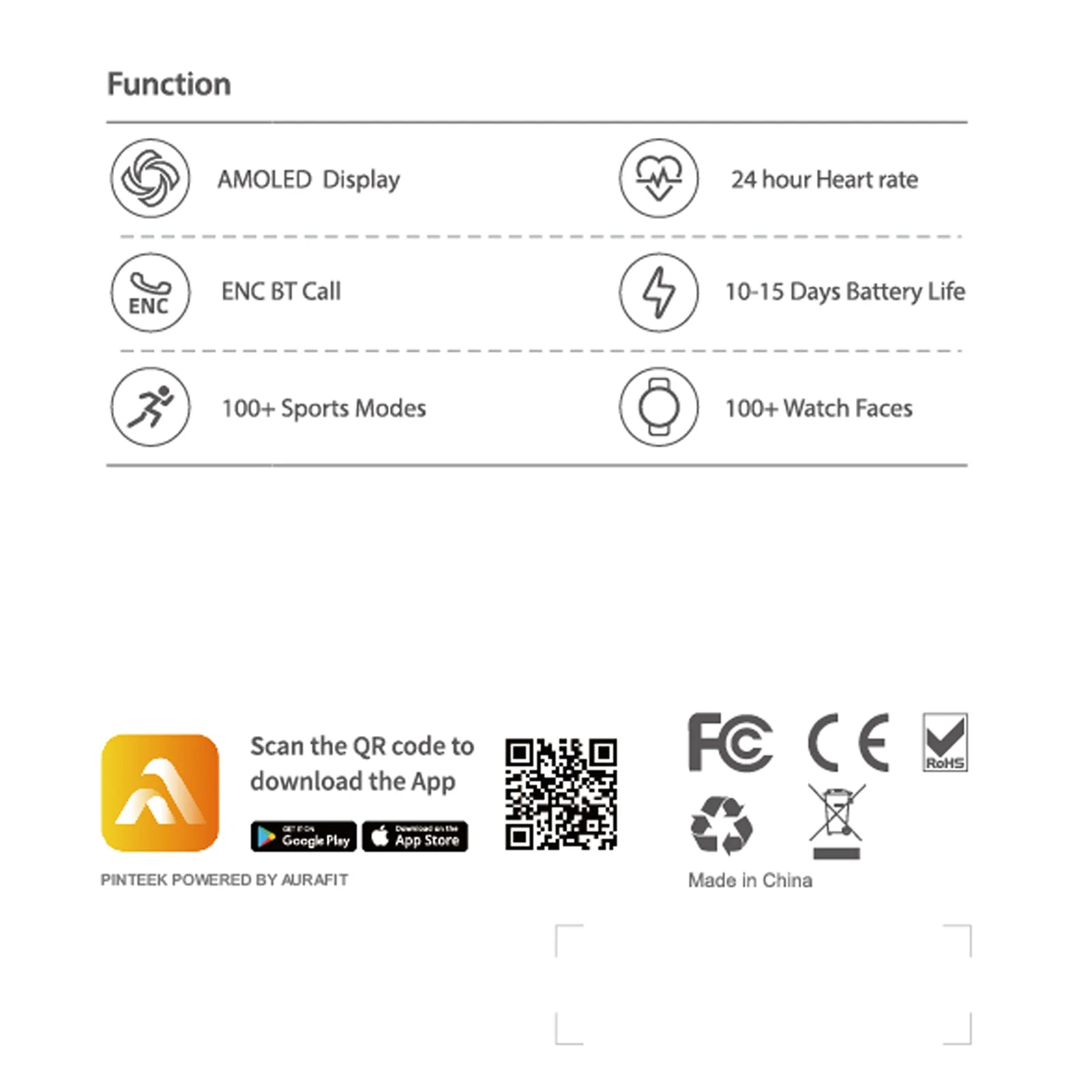 1.43" AMOLED Smartwatch Multifunction GPS 150+