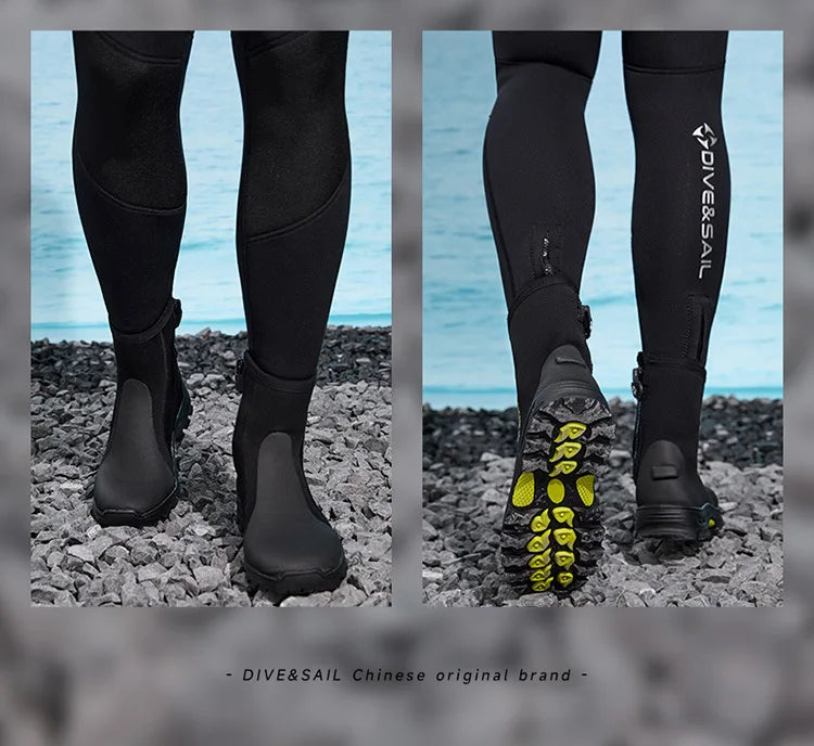 Adult 5MM High Top Hard Sole Diving Boots for Snorkeling Beach Outdoor