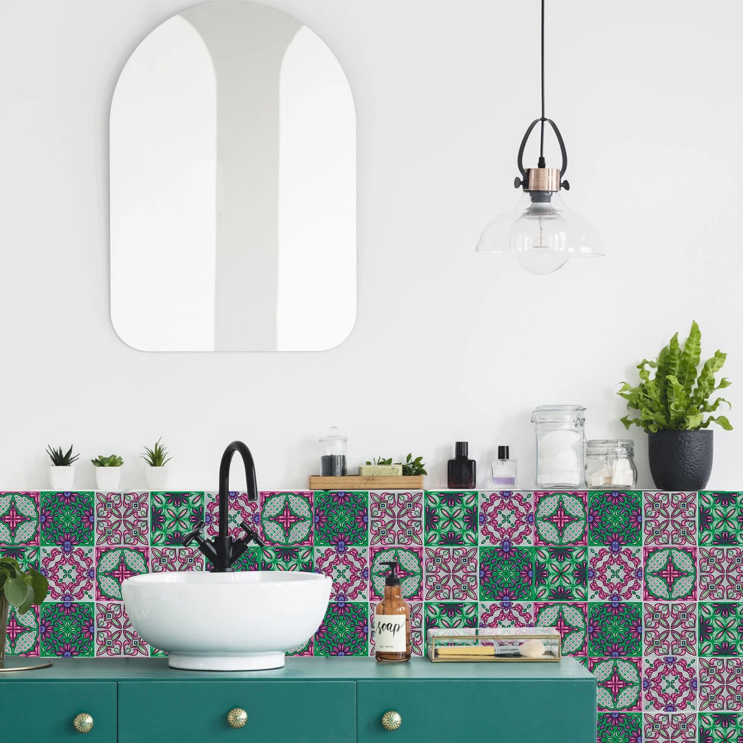 24Pcs European retro style Art Tile Wall Stickers With Self Adhesive Removable Bathroom Kitchen Waterproof Pvc Decal Wallpaper