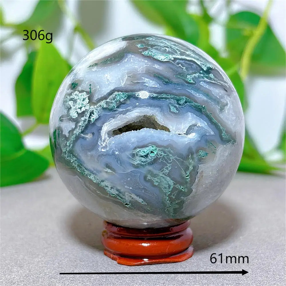 Quả Cầu Mã Não Rêu Đá Tự Nhiên - Trang Trí & Chữa Lành - Daisan Mart
