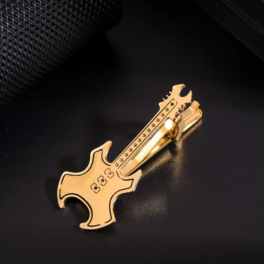 Kẹp Cà Vạt Guitar Nốt Nhạc Punk Titan Cá Tính