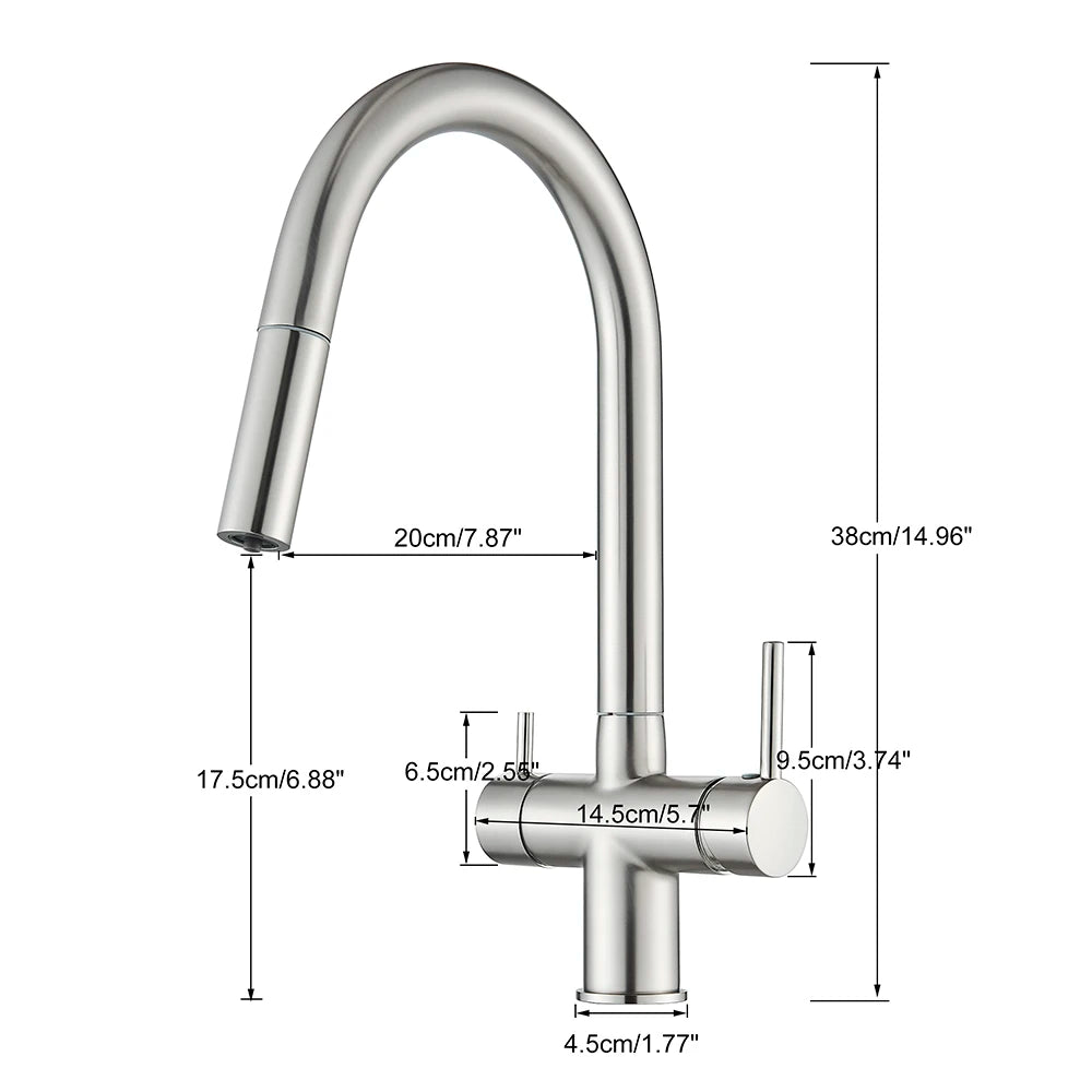 High-end Gold-Plated Kitchen Faucet with 2 Swivel Heads