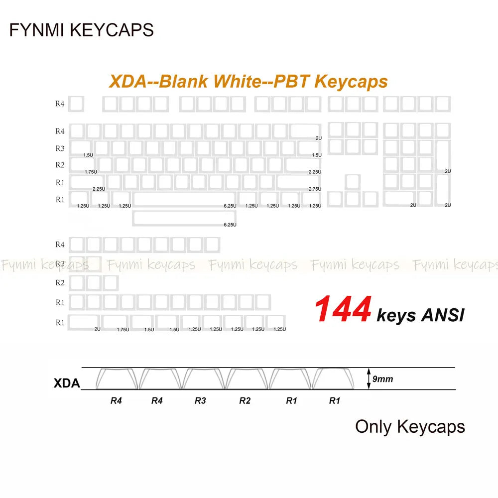 Fynmi XDA PBT White Keycaps for Mechanical Keyboard