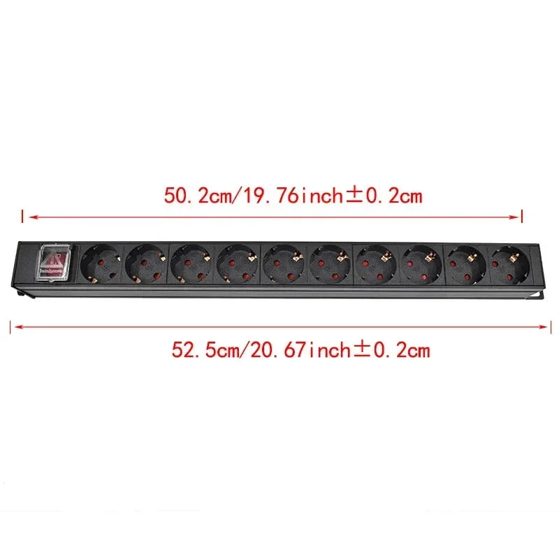 Ổ Cắm PDU Nhôm Tủ Điện 2-10 Ổ Chuẩn Đức Có Công Tắc - Daisan Mart