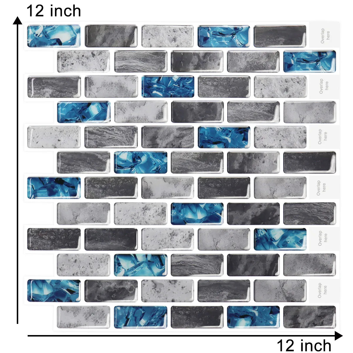 5PCS 3D Wall Tile Stickers Kitchen Backsplash Waterproof Heat Resistant Wallpaper 12x12 Inch Strong Adhesive for Home Decoration