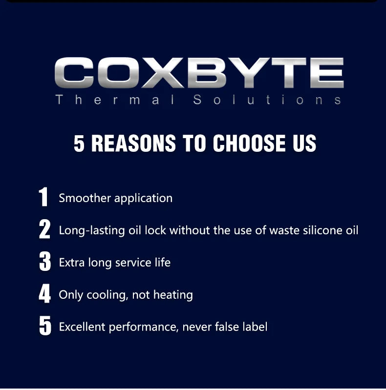 Coxbyte Thermal Paste 18.2W/mk for CPU Cooler AMD Intel Processor Computer Cooling Fan VGA GPU Compound Heatsink Plaster