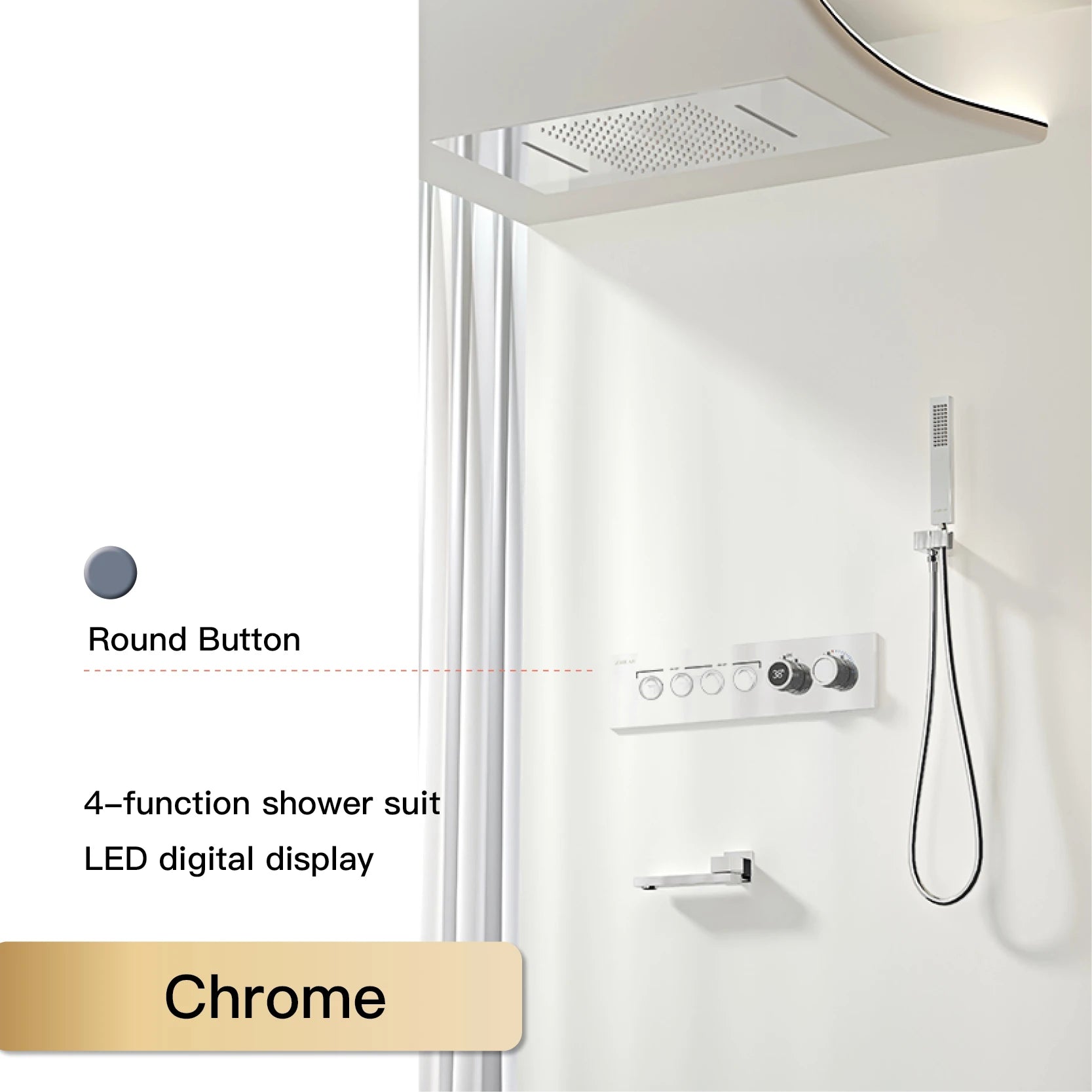 Vòi Sen Đen Cao Cấp LED Hiển Thị Số 4 Chức Năng