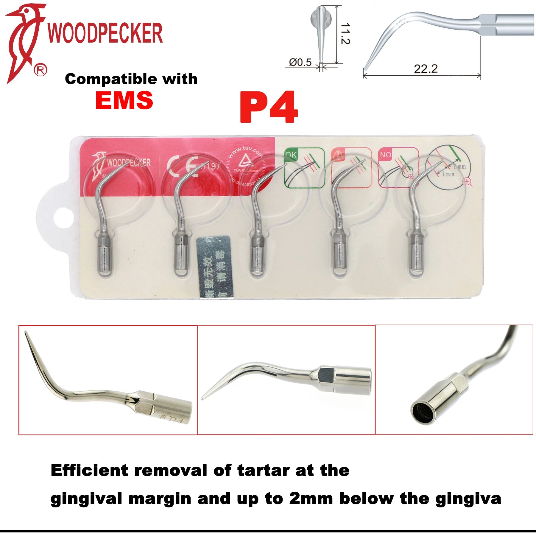 Đầu Tip Siêu Âm DTE Woodpecker Cho Máy Cạo Vôi Răng