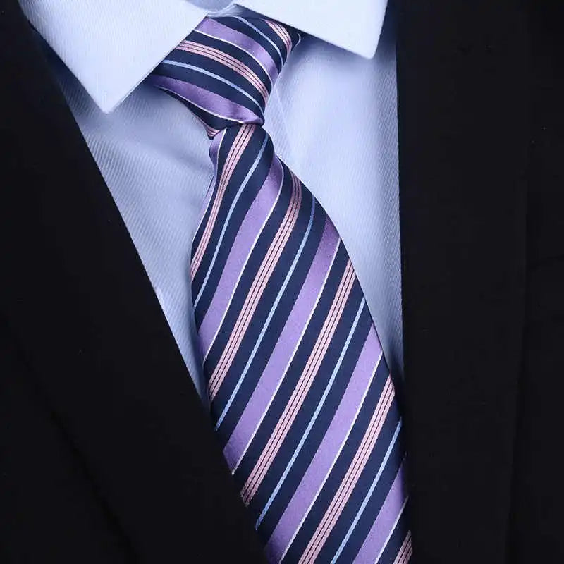 Cà Vạt Lụa Tơ Tằm Nam Cao Cấp Họa Tiết Sọc 8CM